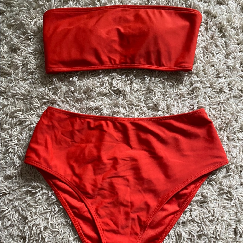Target red high rise bikini